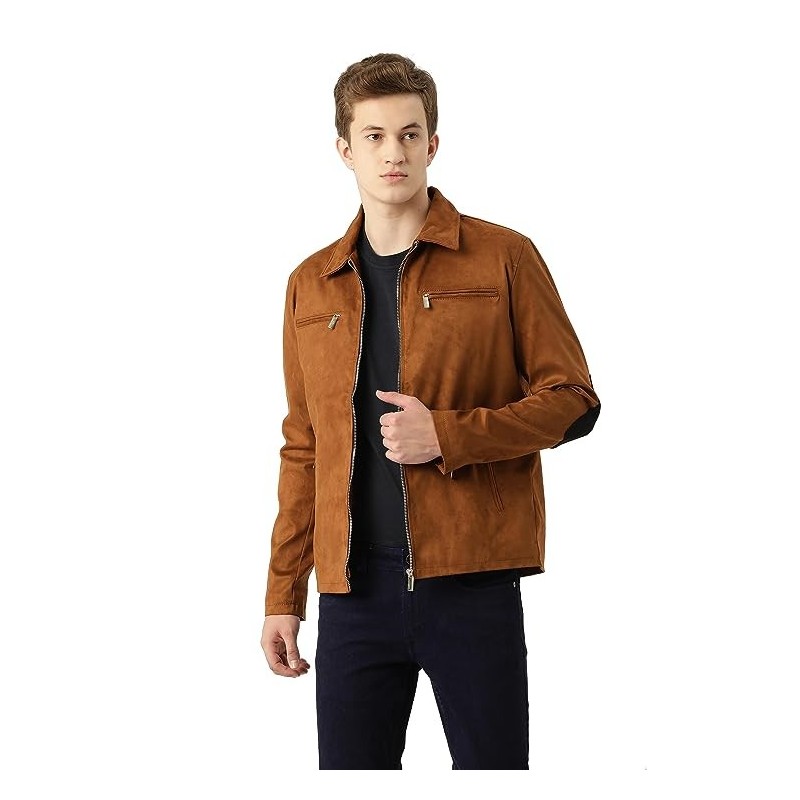 Leather Retail Suede Faux Leather Jacket For Men's