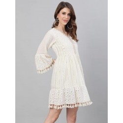 Women's Cotton Above Knee Length A-Line Indo Western Dress