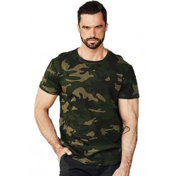 Fit Half Sleeve Cotton Blend Camouflage Printed Men's Tshirt